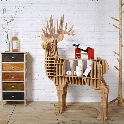 公麋鹿动物造型书架摆件置物架创意家居客厅样板房橱窗木网红款