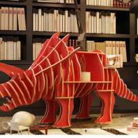 创意三角龙动物置物书架大师设计样板间工作室装饰橱窗木落地摆件