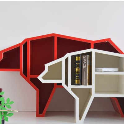 北极熊动物置物书架创意墙体立柜工艺品书房样板间幼儿园落地摆件